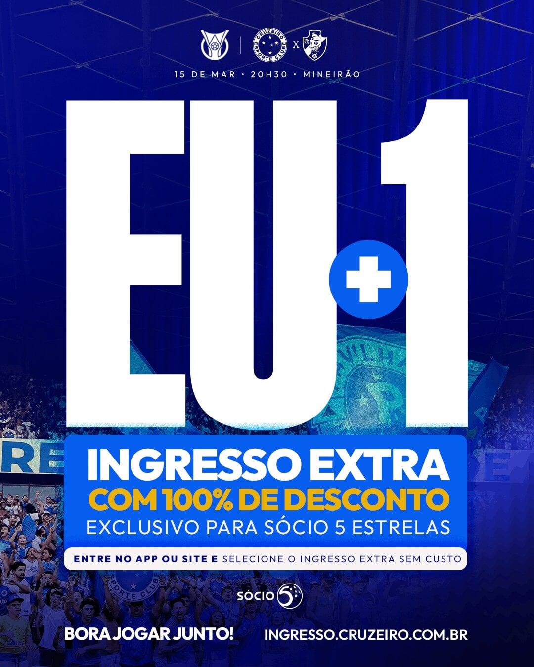 Ingresso extra com 100% de desconto - EU+1
